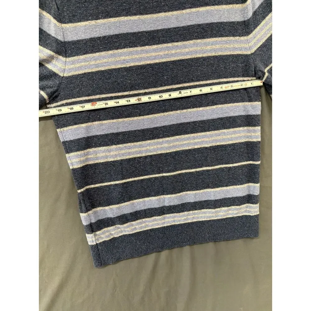 Banana Republic Men's L Silk Linen Sweater Blue Striped Crewneck Pullover